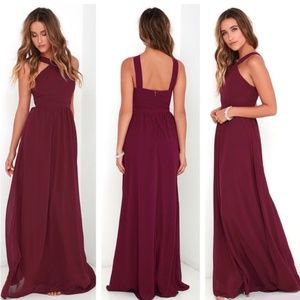 Lulu's Air of Romance Burgundy Maxi Dress Size XS